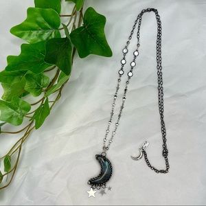 Crescent Moon & Stars Labradorite Statement Necklace